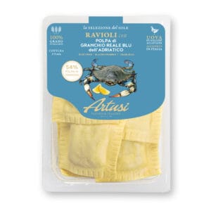 Ravioli con granchio reale blu dell'Adriatico