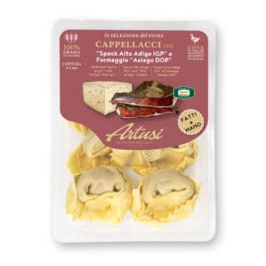 Cappellacci con “Speck Alto Adige IGP” e Formaggio “Asiago DOP”